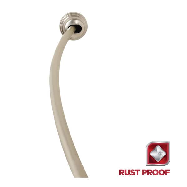 Rustproof Satin Nickel Aluminum Tension Mount Curved Shower Rod