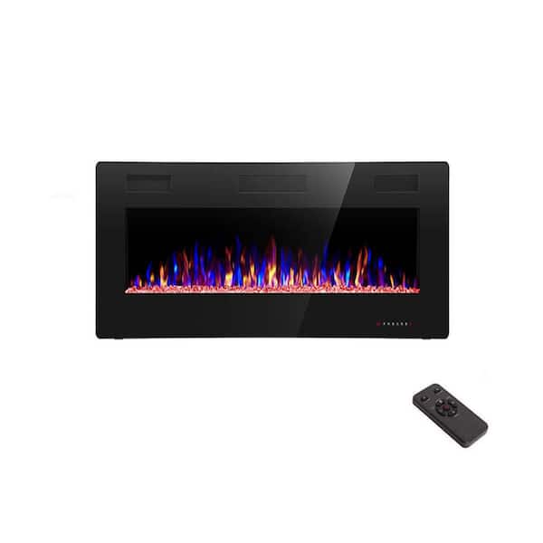 36 in. Wall Mount Electric Fireplace in Black-Remote Control, Timer, Touch Screen, 12 Flame Modes, 750W/1500W.