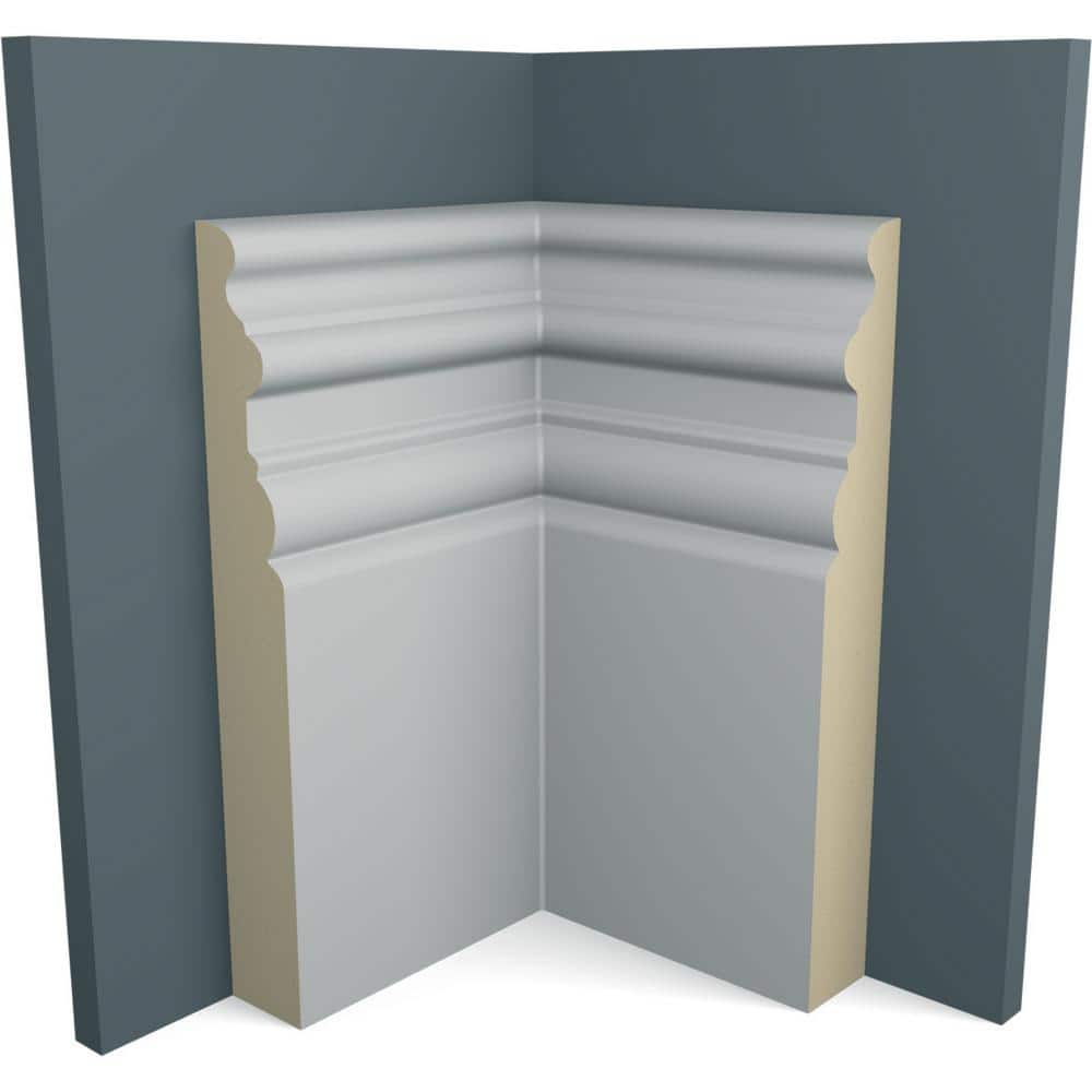 7 3/8"H x 4 3/8"P Polyurethane Baseboard Moulding Inside Corner