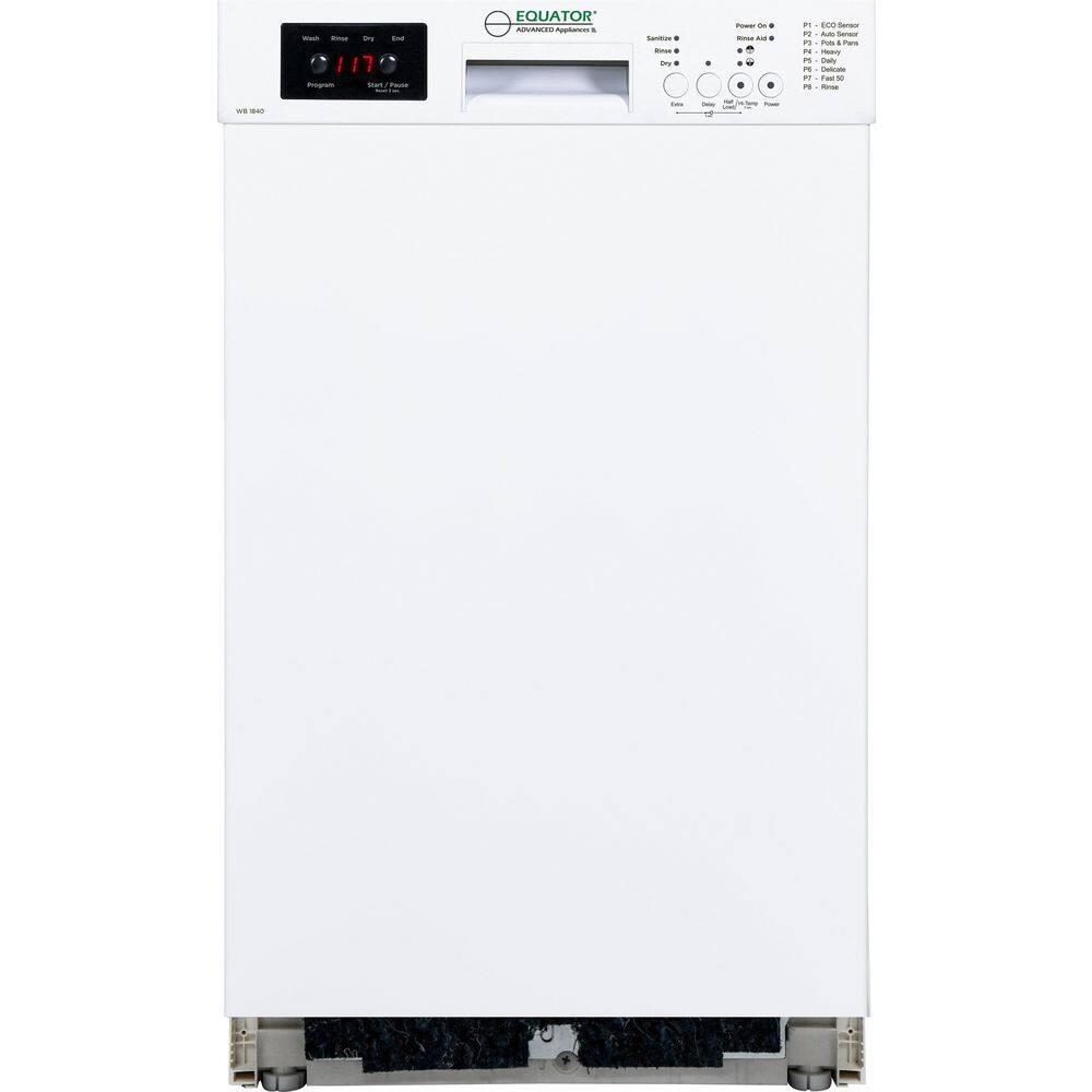 EQUATOR ADVANCED Appliances 18 in. Dishwasher Europe ADABuiltin 10 Place Sanitize Delay 1/2 Load 51dB 3.2gal., White