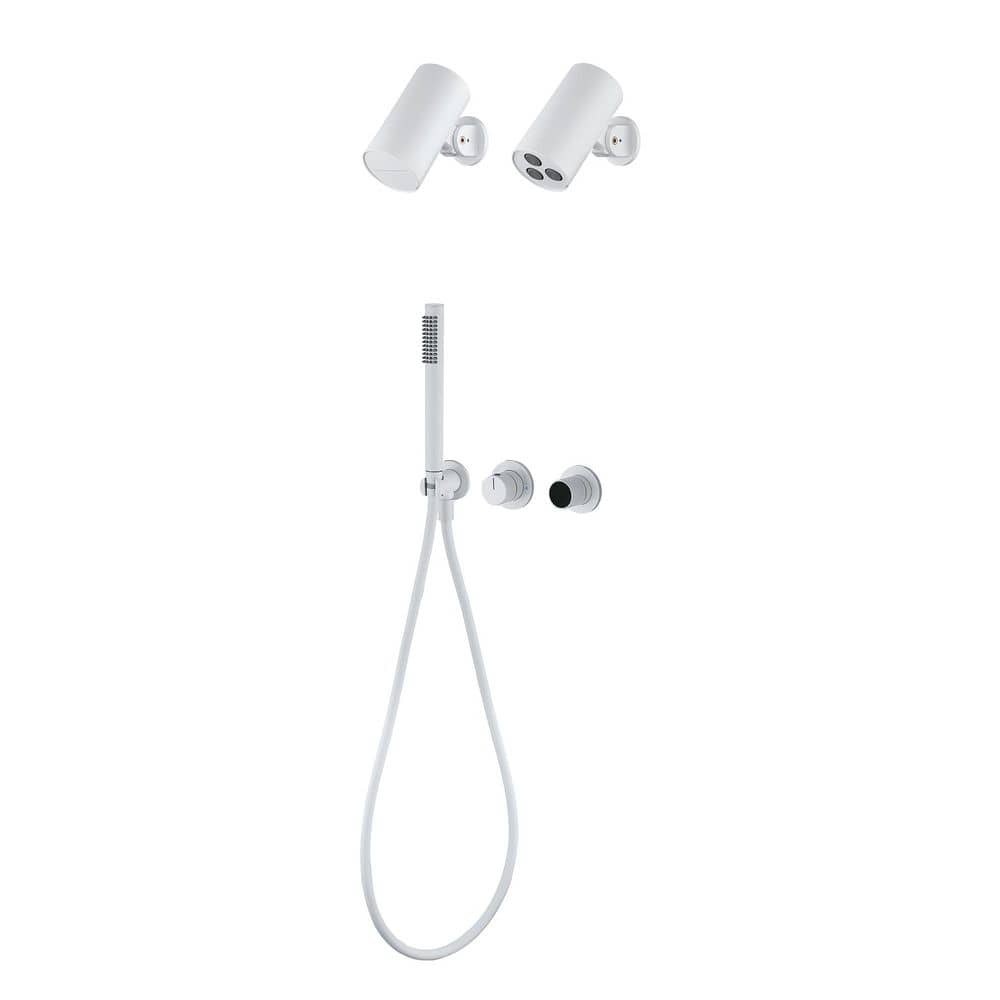2-Spray Dual Wall Mount Fixed and Handheld Shower Head 3.24 GPM in Matte White LED Temperature Display Shower System price history on PriceWatchPro