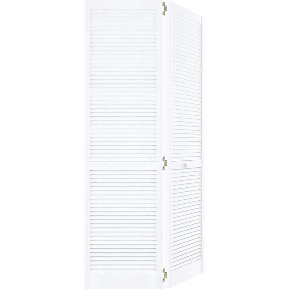 32 in. x 80 in. Traditional Louver Louver White Solid Core Wood Bi-fold Door price history on PriceWatchPro