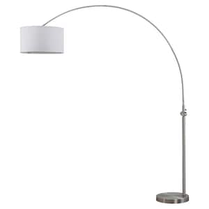 Ascella 86 in. Nickel Arc Floor Lamp with Off-White Shade
