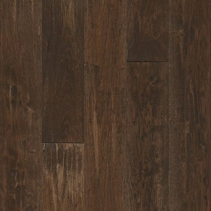 Take Home Sample - Hickory Sculpted Coffee Flavor Solid Hardwood Flooring - 5 in. x 7 in.