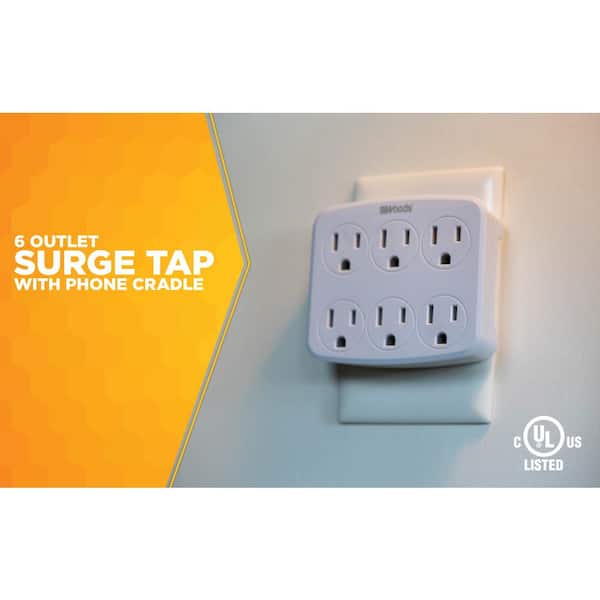 Woods - 6-Outlet Wall Tap with Phone Cradle
