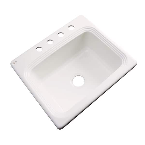 Glacier Bay Rochester Drop-In Acrylic 25 in. 4-Hole Single Bowl Kitchen Sink in Biscuit