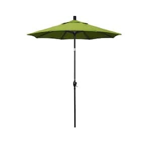 6 ft. Stone Black Aluminum Market Patio Umbrella with Crank and Tilt in Macaw Sunbrella