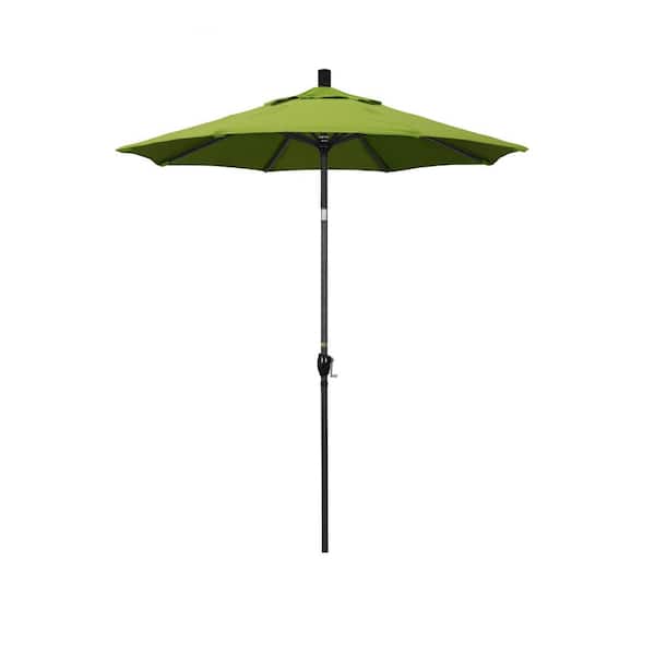 California Umbrella 6 ft. Stone Black Aluminum Market Patio Umbrella with Crank and Tilt in Macaw Sunbrella