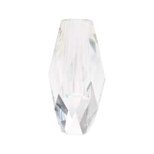 Large Facets Crystal Clear Glass Oval Vase