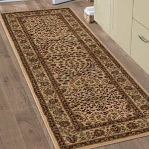 Astral Taupe 2 ft. 7 in. x 8 ft. Floral Scroll Runner Rug