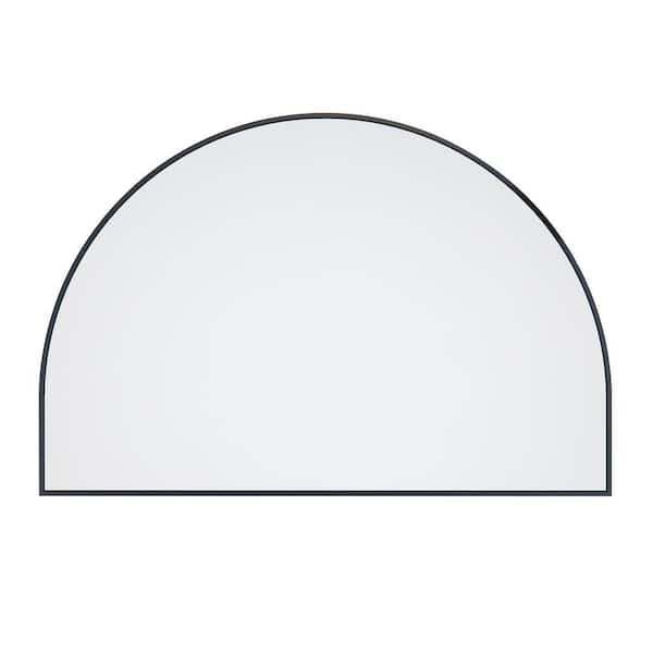 48 in. W x 32 in. H Framed Arched Bathroom Vanity Mirror in Black