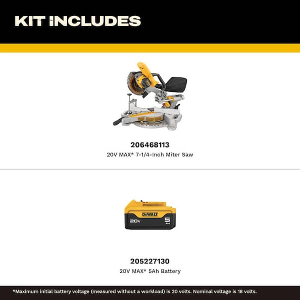 20V Max  Lithium-Ion Cordless 7-1/4 in. Sliding Miter Saw with 20V Max Premium 5.0Ah Battery Pack
