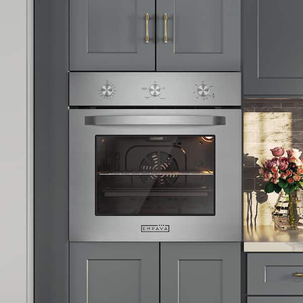 Empava 24 in. Single Gas Wall Oven in Stainless Steel with Convection and Knob Controls