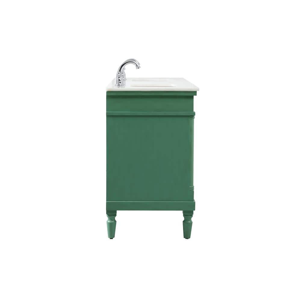 Vintage Mint Double Freestanding Bathroom Vanity with Marble Top