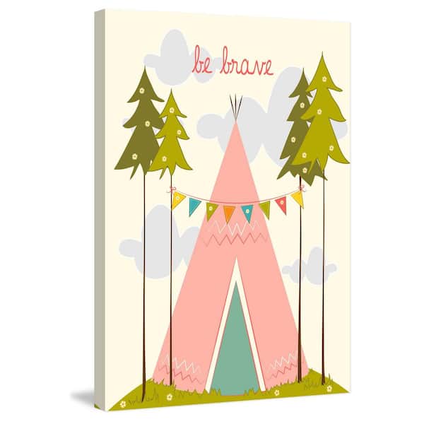 Unbranded 24 in. H x 16 in. W "Be Brave Pink" by Karen Zukowski Printed Canvas Wall Art
