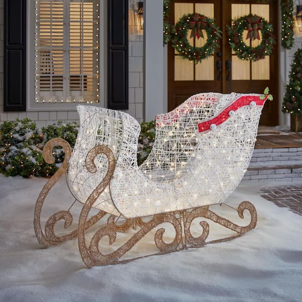 Home Accents Holiday 6 ft. Warm White LED Sleigh Holiday Yard ...