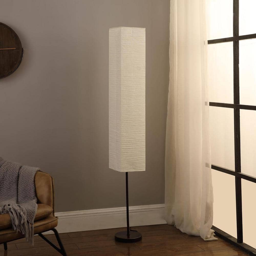 Noki 62.5-Inch Black Metal Floor Lamp with Shoji Paper Shade