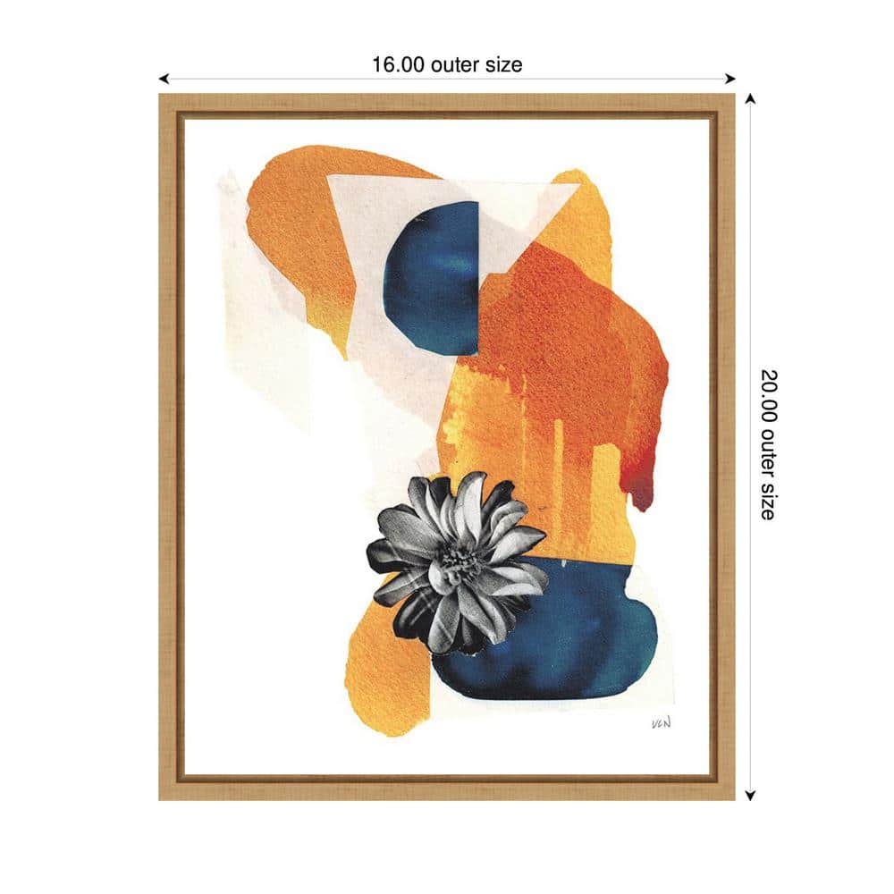 Lindsey Newman Abstract Orange and Blue Canvas Art with Maple Frame