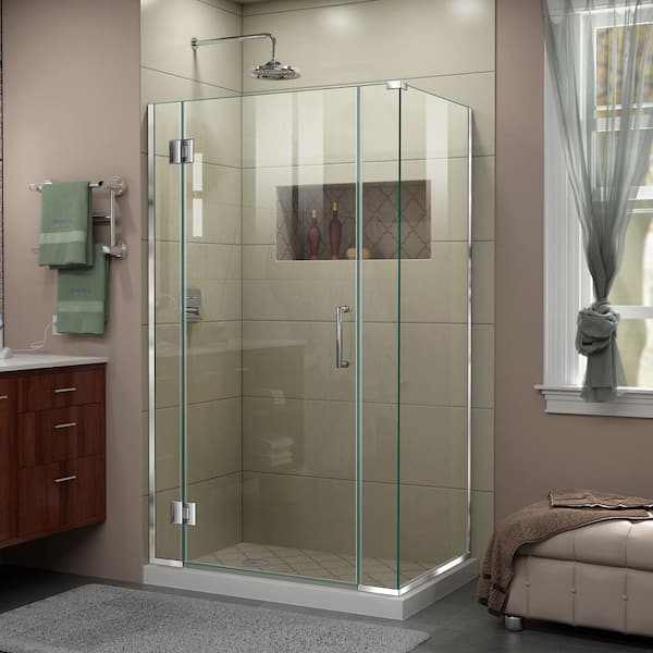 DreamLine Unidoor-X 40.5 in. W x 30-3/8 in. D x 72 in. H Frameless Hinged Shower Enclosure in Chrome