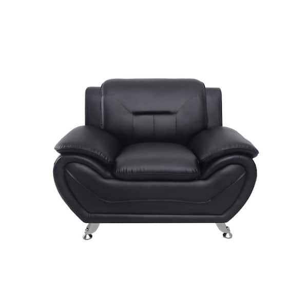 Sanuel 47 in. Black Faux Leather Club Chair
