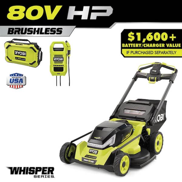 RYOBI 80V HP Brushless Battery Cordless Electric 30 in. Multi-Blade Mower with Battery and Charger