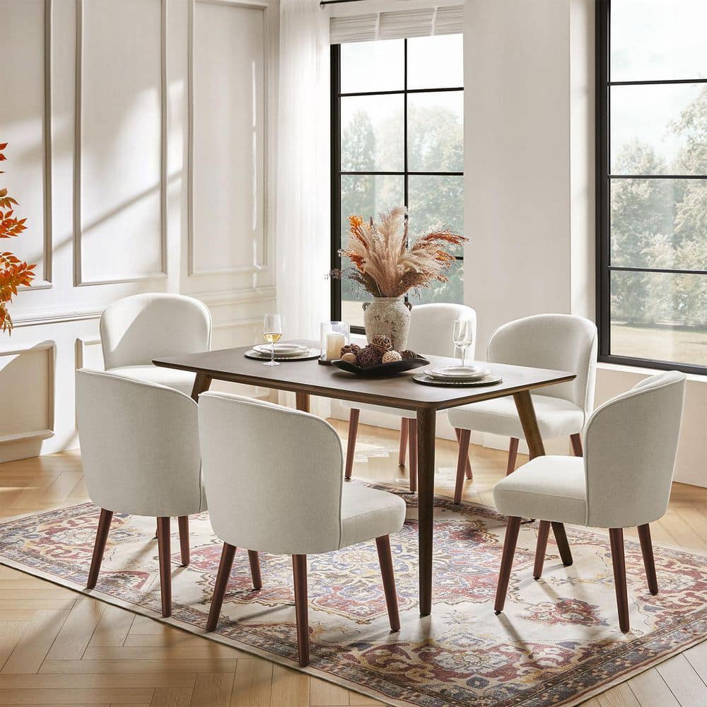 Bblythe Linen Mid-Century Polyester Upholstered Dining Chair Set of 6 price history on PriceWatchPro