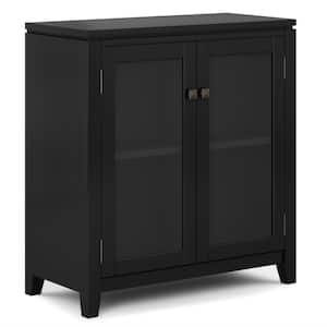 Cosmopolitan Solid Wood 30 in. Wide Contemporary Low Storage Cabinet in Black