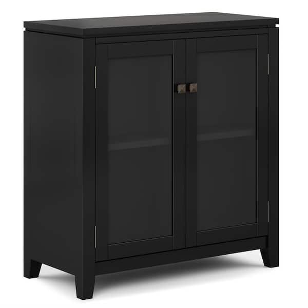 Simpli Home Cosmopolitan Solid Wood 30 in. Wide Contemporary Low Storage Cabinet in Black