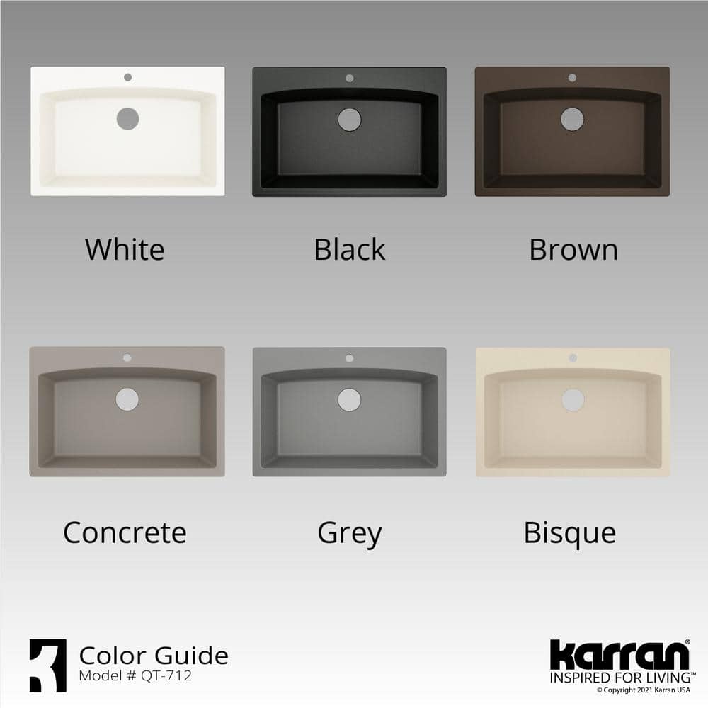Gray Quartz Composite Single Bowl Kitchen Sink