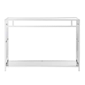 Town Square 42 in. Chrome/Clear Standard Rectangle Glass Console Table