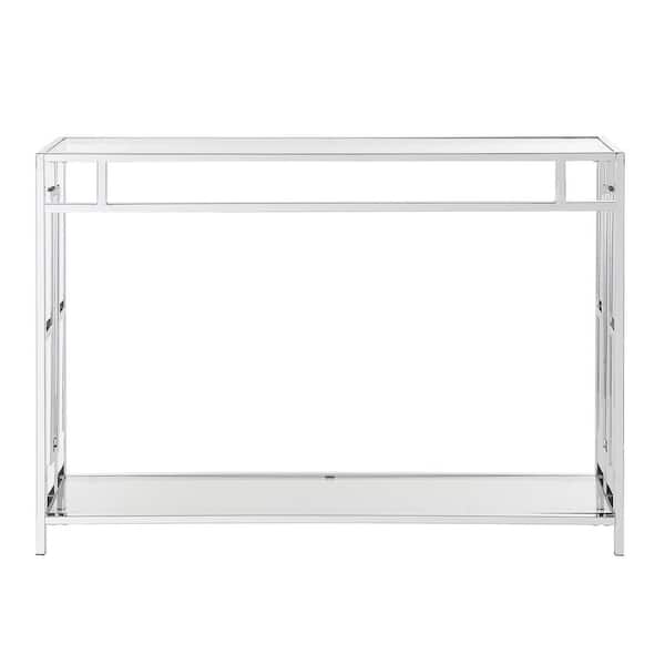 Convenience Concepts Town Square 42 in. Chrome/Clear Standard Rectangle Glass Console Table
