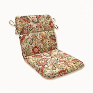 Bright Floral Outdoor/Indoor 21 in. W x 3 in. H Deep Seat, 1-Piece Chair Cushion with Round Corners in Green/Red Zoe