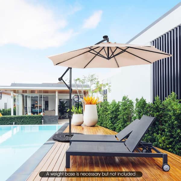 10 ft. Cantilever Patio Umbrella in Beige with Tilting System