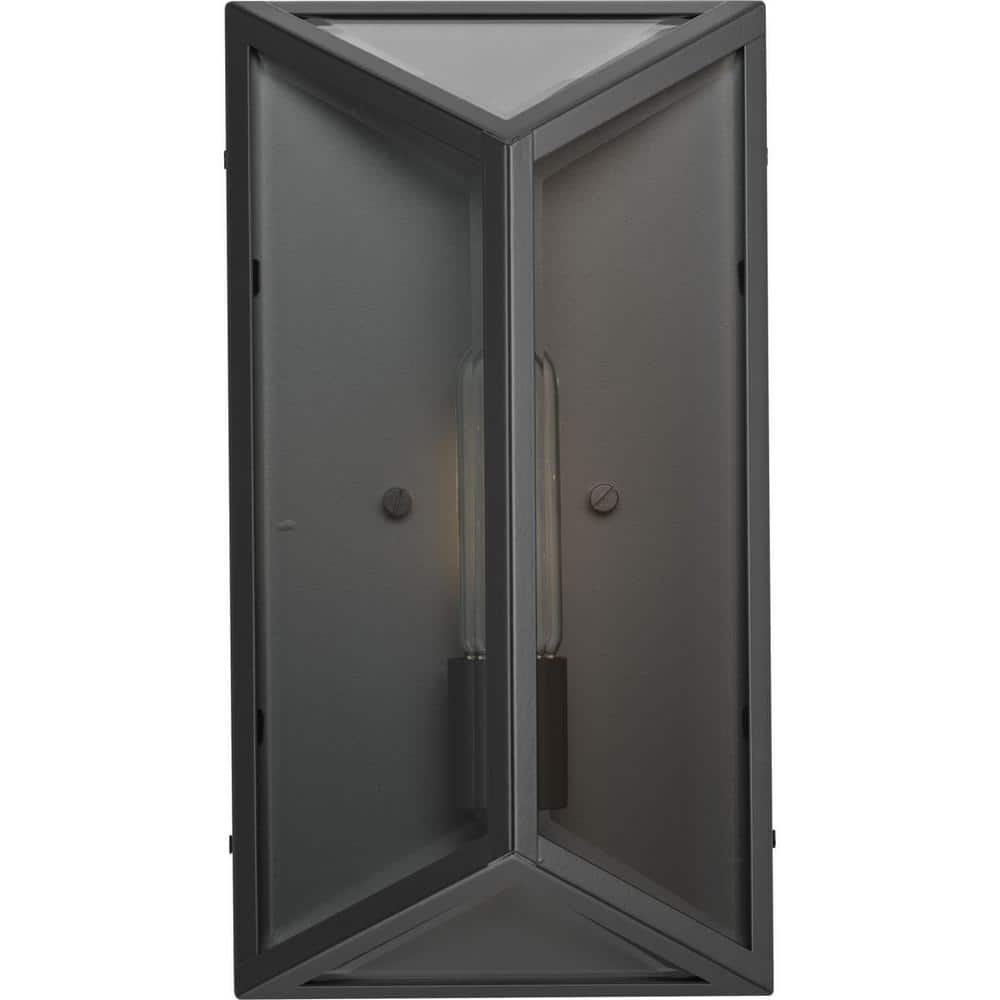 Matte Black Steel Outdoor Wall Lantern with Clear Glass
