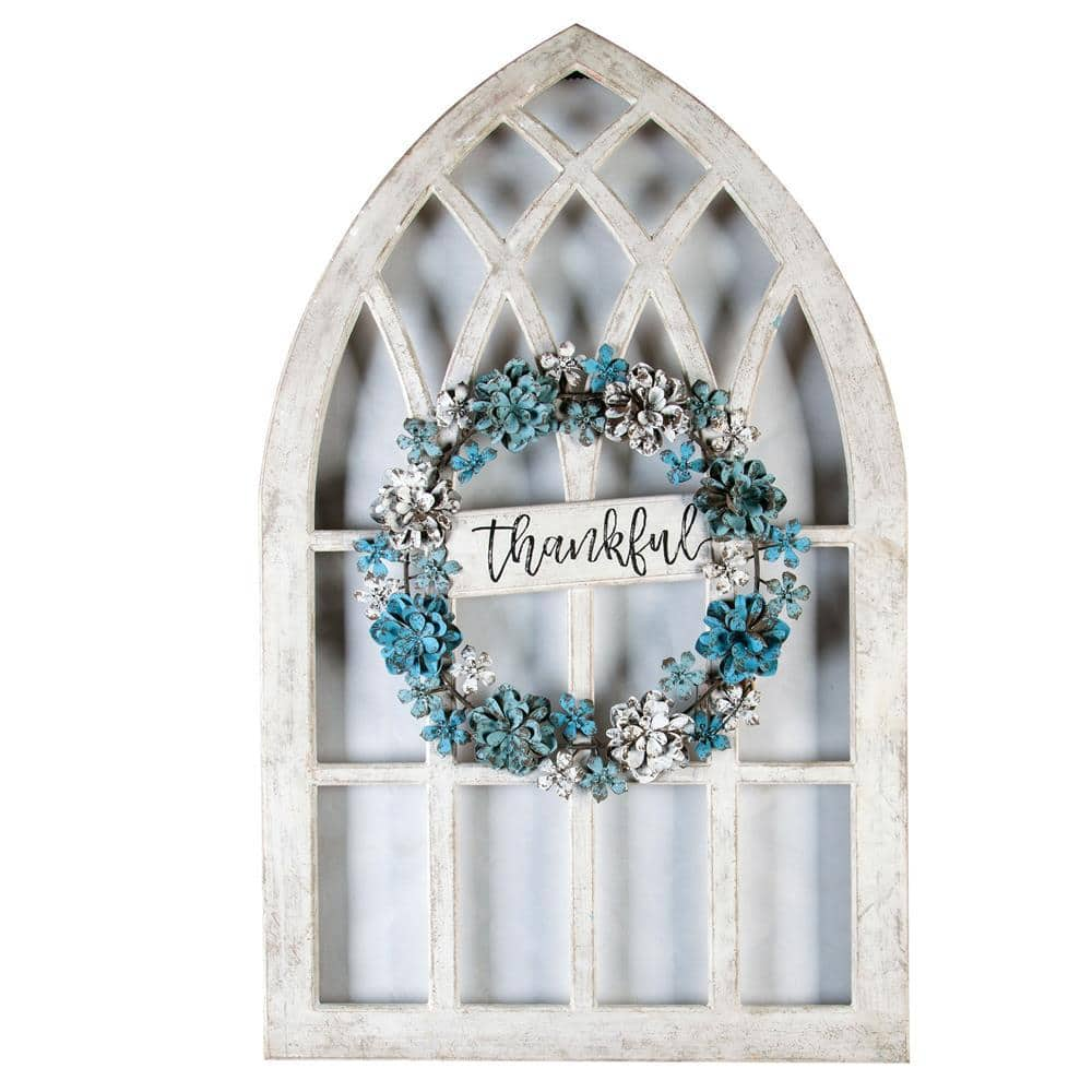 Metal & Wood Thankful Cathedral Window Wall Decor -  LuxenHome, WHA750