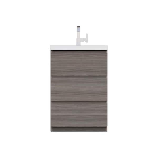 Alya Bath Paterno 24 in. W x 19 in. D Bath Vanity in Gray with Acrylic Vanity Top in White with White Basin