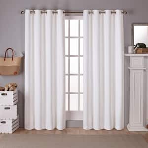 Vanilla Sateen Solid 52 in. W x 108 in. L Noise Cancelling Thermal Grommet Blackout Curtain (Set of 2)