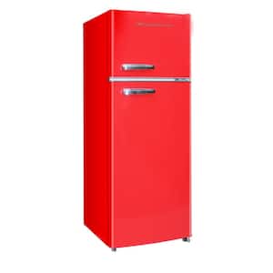 21.5 in. Wide 7.5 cu.ft. Retro Mini Refrigerator in Red with Top Freezer