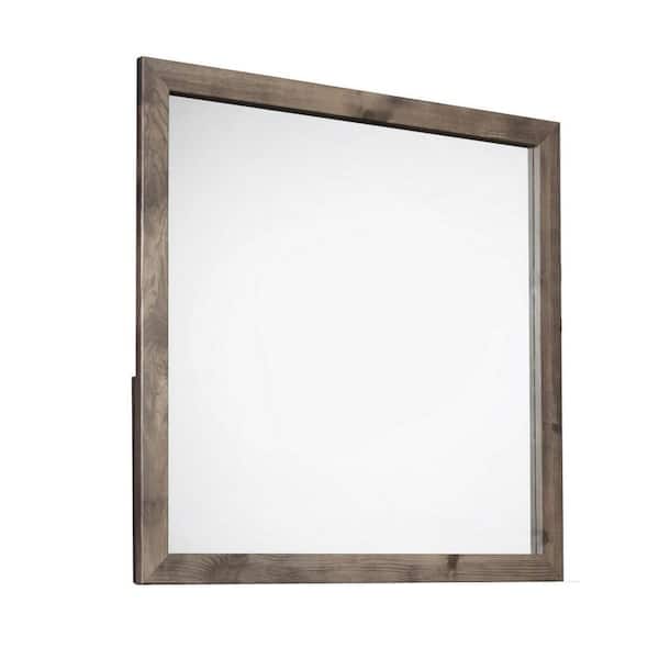 Benjara Brown 1 in. W x 39.5 in. H Modern Square Wood Dresser Mirror