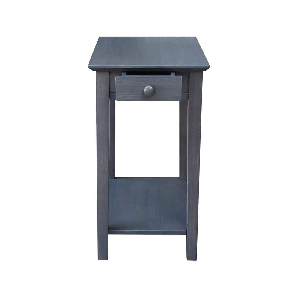 Ocean Blue Traditional Elegant Solid Parawood End Table with Storage