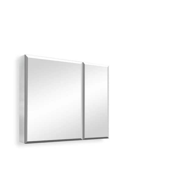 Unbranded 30 in. W x 26 in. H Rectangular Aluminum Medicine Cabinet with Mirror Surface Mount or Recess