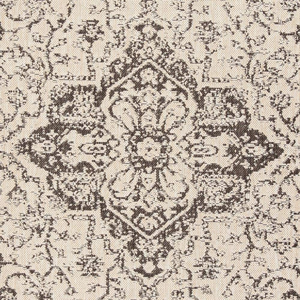 Cream and Brown Oriental Rectangular Outdoor Rug, 5'3" x 7'6"