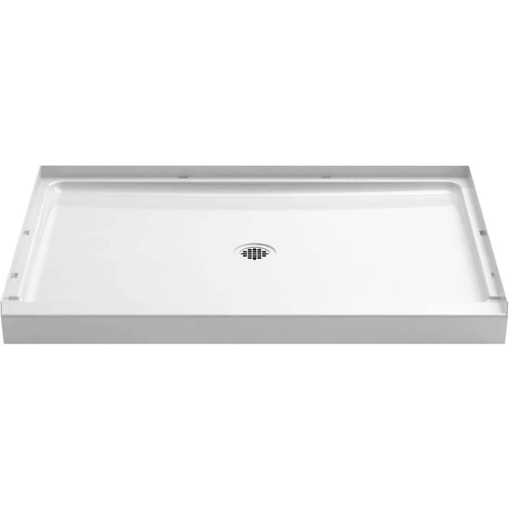 STERLING STORE+ 48 in. x 34 in. Single-Threshold Shower Base with Center Drain in White, White Finish