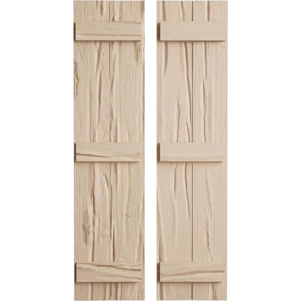 Ekena Millwork 11 in. x 80 in. Timberthane Polyurethane 2-Board Joined Board-n-Batten Riverwood Faux Wood Shutters Pair