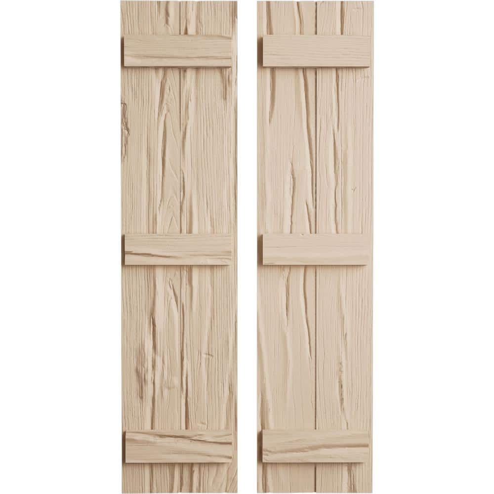 11 in. x 82 in. Timberthane Polyurethane 2-Board Joined Board-n-Batten Riverwood Faux Wood Shutters Pair price history on PriceWatchPro