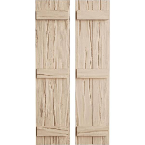 Ekena Millwork 11 in. x 88 in. Timberthane Polyurethane 2-Board Joined Board-n-Batten Riverwood Faux Wood Shutters Pair