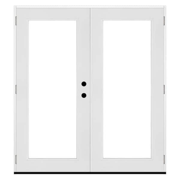 72 in. x 80 in. White Universal Inswing Premium Fiberglass LOE Glass Hinged Patio Door
