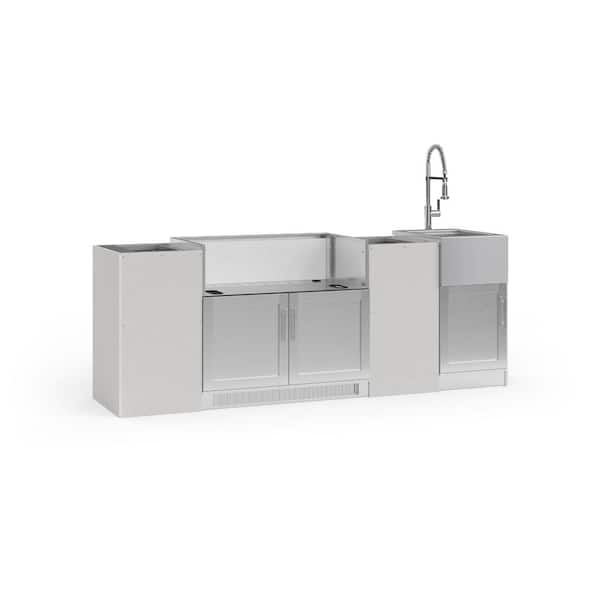 NewAge Products Outdoor Kitchen Signature Series 94.94 in. x 25.5 in. x 35.75 in. Stainless Steel 6-Piece Set with 40 in. Grill Cabinet