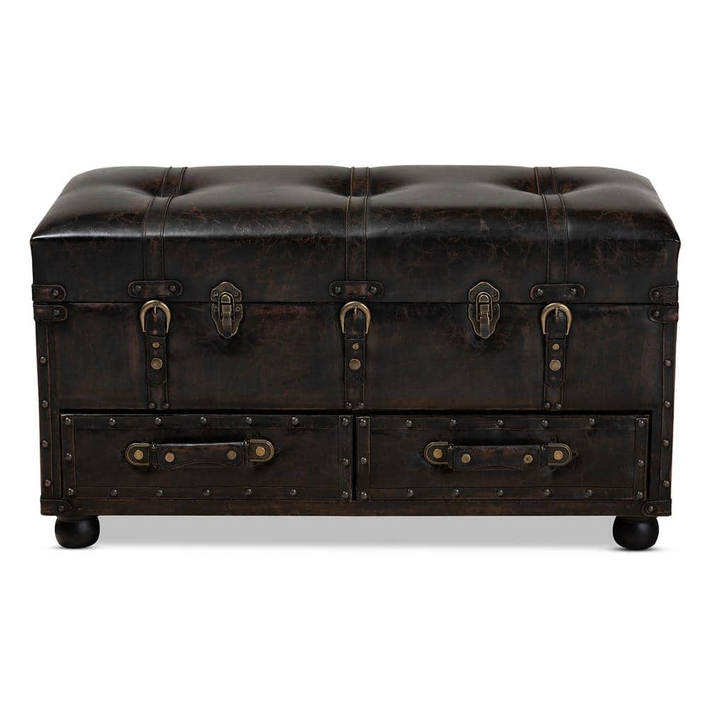 Baxton Studio Callum Dark Brown Storage Ottoman 16210517HD The Home Depot