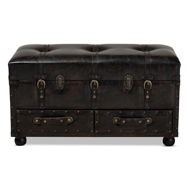 Baxton Studio Callum Dark Brown Storage Ottoman